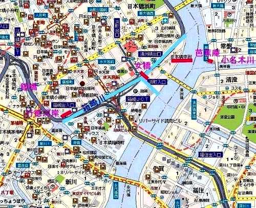 行徳河岸・日本橋中洲関連地図