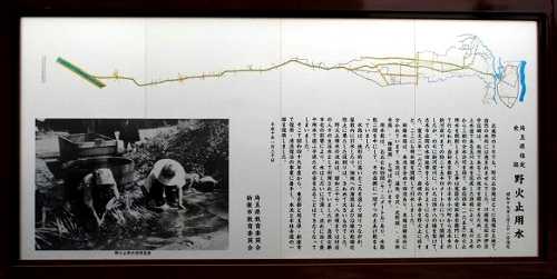 野火止用水説明板 新座市役所交差点角