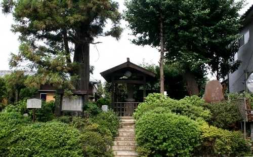 鬼鹿毛の馬頭観音 大和田１丁目１６ 右に芭蕉句碑 「花は賤乃眼にもみえけり鬼薊（あざみ）」