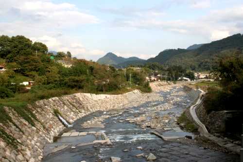 真木橋より笹子川 真木 大月町 大月市 山梨県