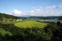 魚野川（左）・信濃川（右）合流点眺望 牛ケ島 川口町 北魚沼郡 新潟県