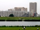 小菅側から対岸北千住を望む 「弥五郎橋」跡