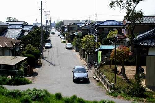 宮和田 藤代町 子貝川土手より旧道を振り返る