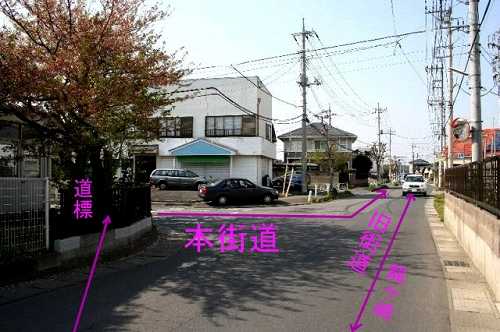 馴柴小学校角 道標 若柴町３１３５番地 龍ヶ崎市