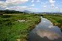 恋瀬川 橋から西方、筑波山を望む 茨城県