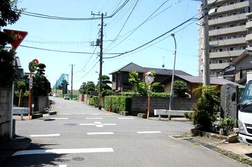 水管橋北詰 田尻5丁目 成田街道(行徳道)