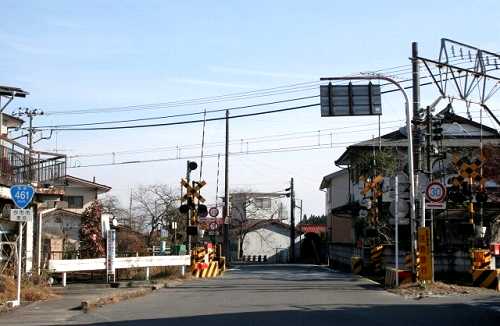 日光北街道 東部鬼怒川線踏み切り 大谷向 日光市