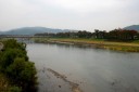 尾形橋から北方白石河下流、対岸一目千本桜 大河原 柴田郡