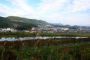 船迫地区、白石川、手前は一目千本桜並木 船岡城址公園より
