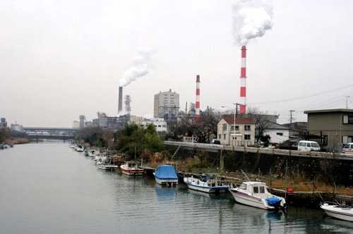 沼川・日本製紙 河合橋より東南方面 今井４丁目 富士市 静岡県
