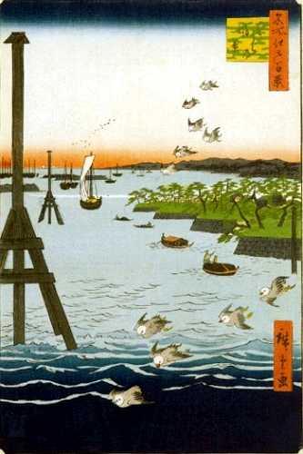 金杉橋 芝浦 広重 「名所江戸百景」