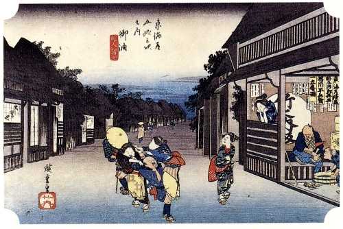 御油(旅人留女) 広重「東海道五十三次」