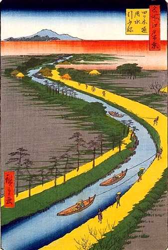 四ツ木通用水引ふね 広重 名所江戸百景