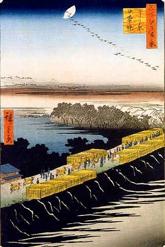 よし原日本堤 広重 名所江戸百景